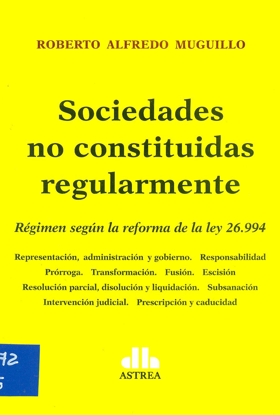 Portada: SOCIEDADES NO CONSTITUIDAS REGULARMENTE