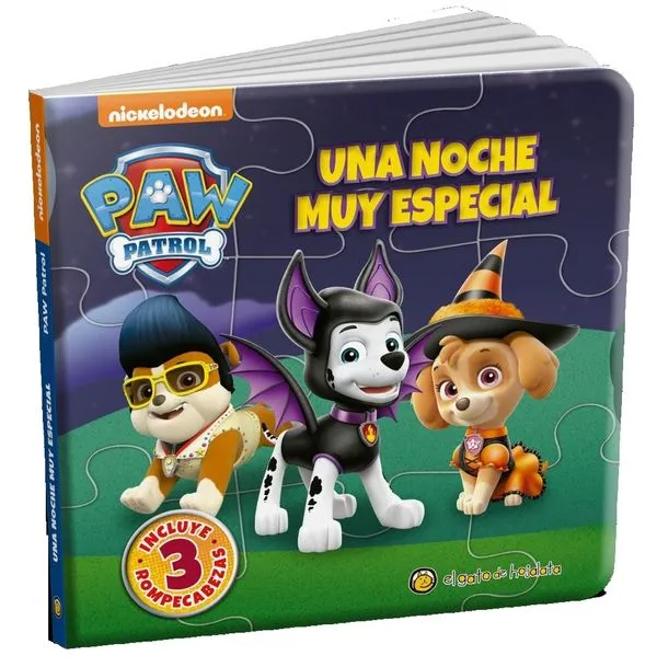 Portada: LIBRO UNA NOCHE MUY ESPECIAL PAW PATROL - INCLUYE 3 ROMPECABEZAS