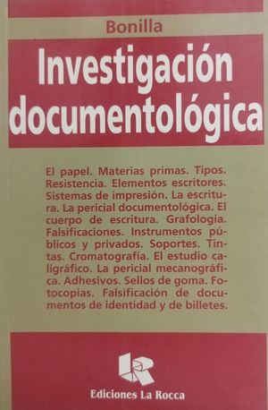Portada: INVESTIGACION DOCUMENTOLOGICA