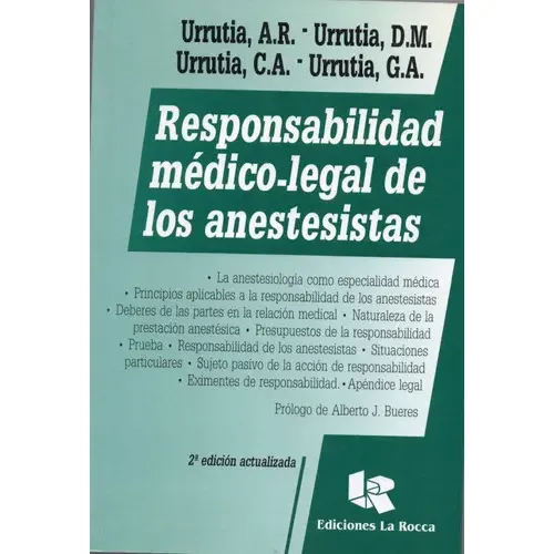 Portada: RESPONSABILIDAD MEDICOS-LEGAL DE LOS ANESTESISTAS